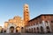 Romanesque Facade and bell tower of St. Martin Cathedral in Lucca, Tuscany, Italy