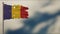 Romania 3D tattered waving flag illustration on Flagpole.
