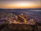 Romania from above before sunset in Transylvania. The Rupea Fortress