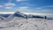 Romania, Bucegi Mountains, Viewpoint from Omu Peak to Bucura Dumbrava Peak.