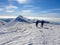 Romania, Bucegi Mountains, Viewpoint from Omu Peak to Bucura Dumbrava Peak.