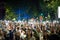 Romania, Bucharest - August 10, 2018: Protesters raising phone light torches in Victoria Square