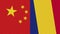 Romania and China Two Half Flags Together
