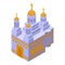 Romania church icon isometric vector. Romanian flag