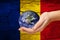 Romania Earthquake. Mournful banner. The Epicenter of the earthquake. Pray for Romania. A bright stone rock background