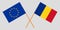 Romania and Europe. The Romanian and EU flags. Official proportion. Correct colors. Vector