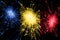 Romania fireworks sparkling flag. New Year, Christmas and National day concept