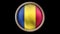 Romania flag button isolated on black