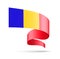 Romania flag in the form of wave ribbon.