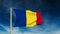 Romania flag slider style. Waving in the wind with