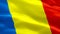Romania flag video waving in wind. Realistic Romanian Flag background. Romania Flag Looping Closeup 1080p Full HD 1920X1080 footag