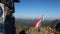 Romania flags on top of the mountains in summer time