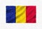 Romania hand painted waving national flag.