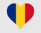 Romania Heart Flag. Romanian Love Shape Country Nation National Flag. Romania Banner Icon Sign Symbol. EPS Vector Illustration