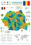 Romania - infographic map and flag - Detailed Vector Illustration