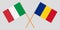 Romania and Italy. The Romanian and Italian flags. Official proportion. Correct colors. Vector