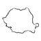 Romania map from the contour black brush lines different thickness on white background. Vector illustration