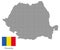 Romania map with flag.