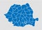 Romania map - High detailed blue map with counties/regions/states of romania. romania map isolated on transparent background