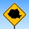 Romania map on road sign.