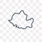 Romania map vector icon isolated on transparent background, line