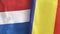 Romania and Netherlands two flags textile cloth 3D rendering