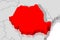 Romania - political map, red country shape, borders