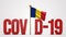 Romania realistic 3D flag and Covid-19 illustration.