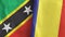 Romania and Saint Kitts and Nevis two flags textile cloth 3D rendering