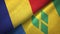 Romania and Saint Vincent and the Grenadines two flags textile cloth