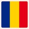 Romania square flag button, social media communication sign