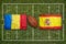 Romania vs. Spain flags on rugby field