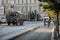 Romanian army truck in downtown Bucharest during the covid-19 lockdown