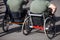 Romanian army veteran soldiers, injured and disabled, sitting in wheelchairs