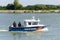 Romanian border police patrol boat on the Danube river