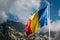 Romanian flag and the Carpathians