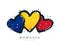 Romanian flag in the form of three hearts