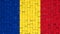 Romanian flag made of cubes in a random pattern