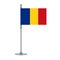 Romanian flag on the metallic pole, illustration