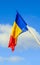 Romanian Flag in the sun, National Day of Romania, blue sky