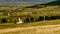 Romanian landscape in the hart of Transylvania with medieval church