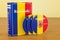 Romanian language textbook with flag of Romania and CD discs on