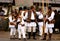 Romanian peasants wearing traditional costumes