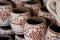 Romanian traditional clay cups details