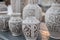 Romanian traditional empty clay pots at the market