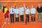 The romanian women tennis team - Simona Halep saluting