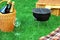 Romanic Weekend Picnic With BBQ Grill And Champagne Concept