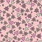 Romantic abstraction. Seamless pattern with various pink and blue elements on a pink background. Geometrical and manual