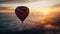 Romantic adventure in nature hot air balloon flying high up generated by AI