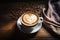 Romantic allure heart shaped latte art adorns a rustic wooden table